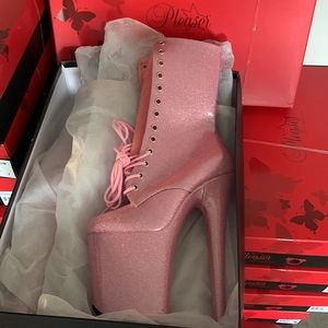 Pleaser Pink Glitter Platform Heels
